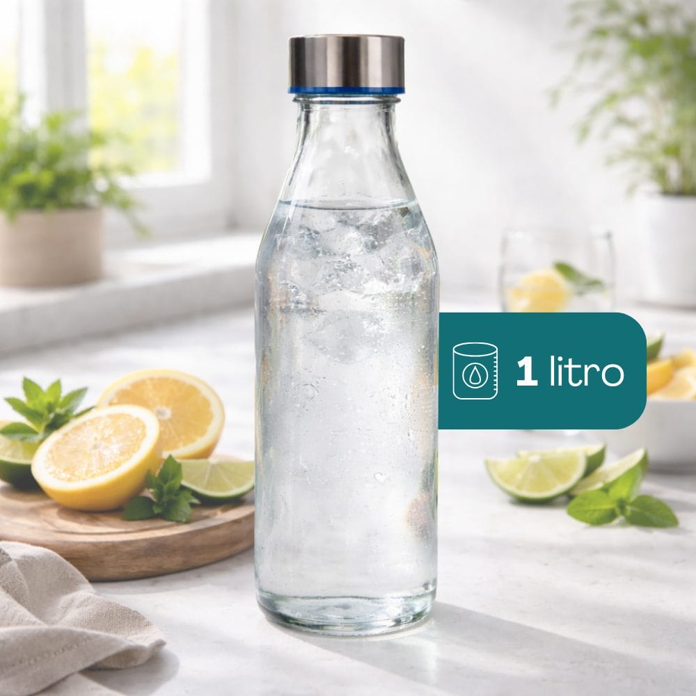 Bottiglia in vetro 1 litro con tappo a vite, chiusura ermetica, bottiglia acqua e succo