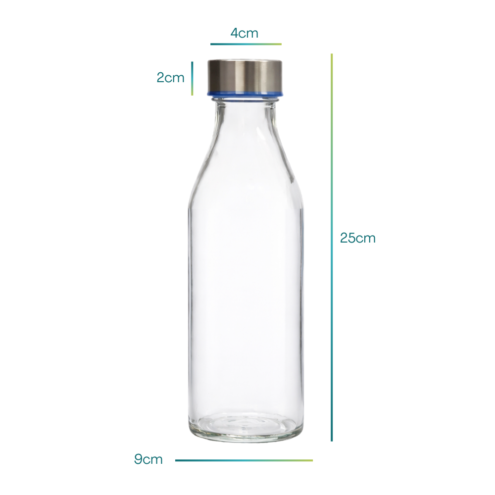 Dimensioni bottiglia vetro 1 litro con tappo a vite, altezza 25 cm diametro 9 cm