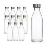 Set 12 bottiglie vetro 1 litro con tappo a vite, chiusura ermetica, bottiglia acqua e succo