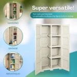 armadio portascope con 4 scomparti per oggetti ideale per garage, giardino e ripostiglio