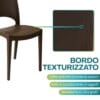 Dettaglio bordo texturizzato sedia Paris colore Moka in polipropilene GRANDSOLEIL resistente e stabile