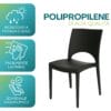Sedia Paris in polipropilene antracite GRANDSOLEIL resistente a pioggia e sole