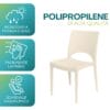 Sedia in plastica avorio facilmente lavabile con schienale ergonomico GRANDSOLEIL