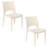 Set 2 sedie Paris in polipropilene avorio 47x51x80 cm impilabili da giardino GRANDSOLEIL