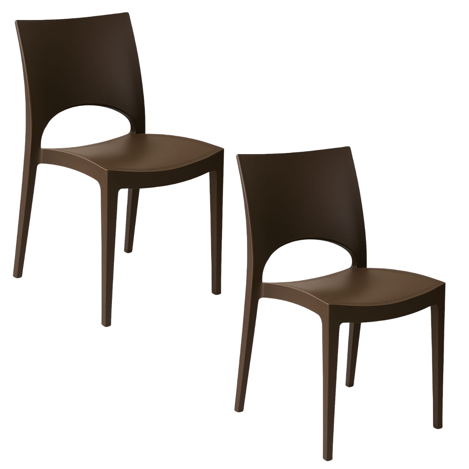 Set 2 sedie Paris in polipropilene moka GRANDSOLEIL design moderno per interni ed esterni Paluplus