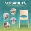 Sedia moderna in plastica avorio adatta a cucina, giardino e sala conferenze
