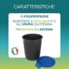 Bidone rifiuti 25 litri nero con coperchio blu in plastica per uso interno ed esterno