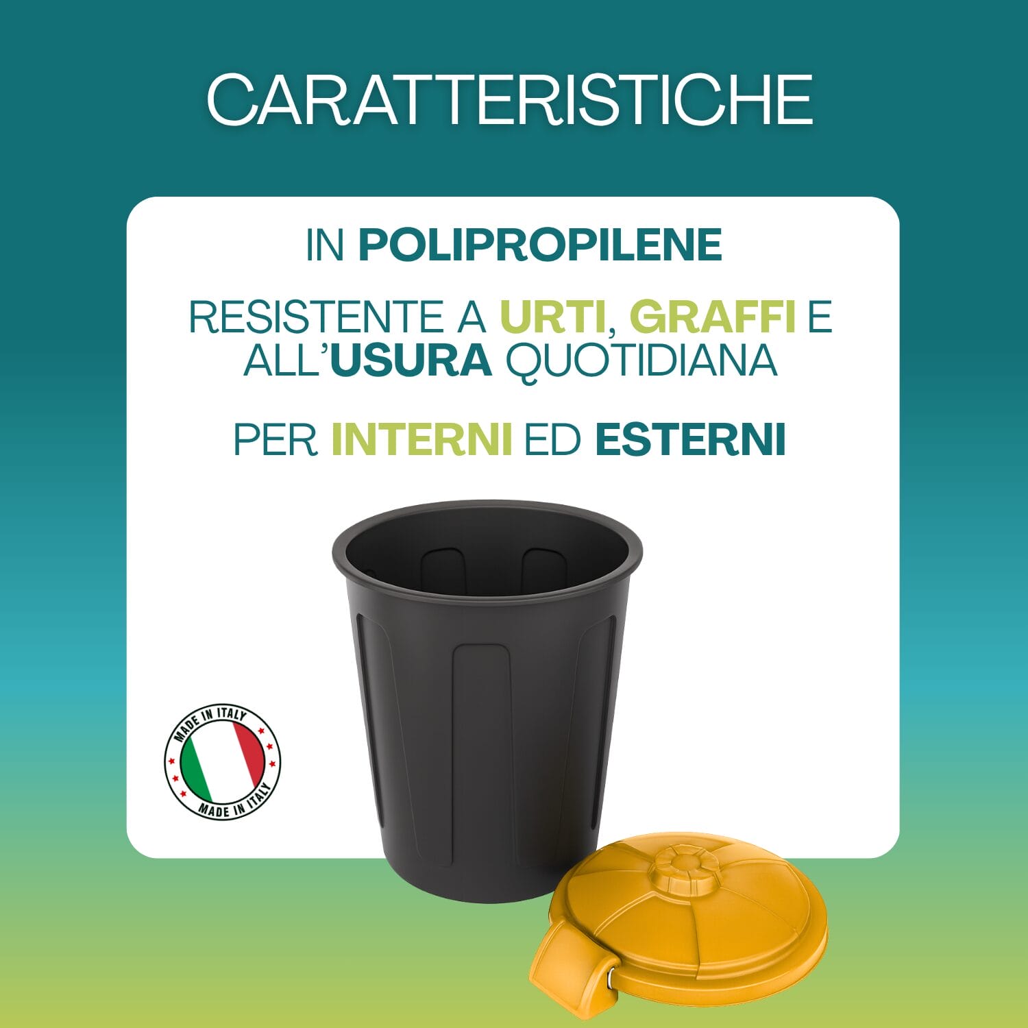 pattumiera-25l Pattumiera 25 litri in polipropilene resistente a urti graffi e usura quotidiana Made in Italy