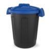Pattumiera 25 litri in plastica nera con coperchio blu a chiusura ermetica