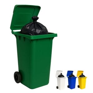 Bidone spazzatura in plastica da 120 litri con ruote