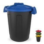 bidone spazzatura 120 litri con ruote in plastica resistente coperchio blu per raccolta differenziata uso esterno