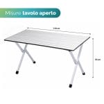 misura tavolo alluminio