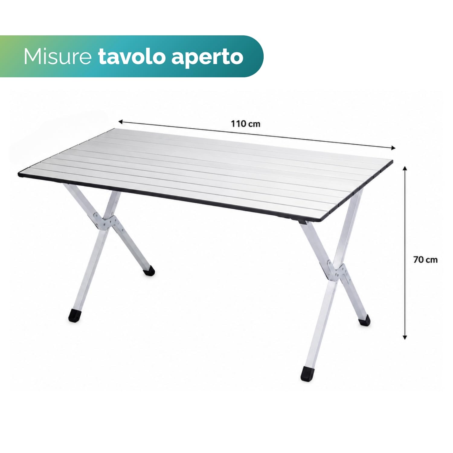 misura tavolo alluminio