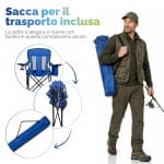 Sedia campeggio pieghevole con sacca inclusa Sedia pieghevole da campeggio richiusa nella sacca da trasporto con tracolla per attività outdoor