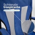 Sedia campeggio con schienale traspirante Dettaglio dello schienale traspirante in rete della sedia pieghevole da campeggio blu