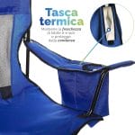 Sedia da campeggio con tasca termica laterale Dettaglio della tasca termica integrata nel bracciolo della sedia pieghevole da campeggio