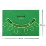 misura-panno-set-poker tappeto da poker verde 90x57 cm con grafica Black Jack e area di gioco 2 TO 1