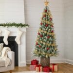 Base tronco per albero di Natale in vetroresina Ø32 cm, supporto realistico legno