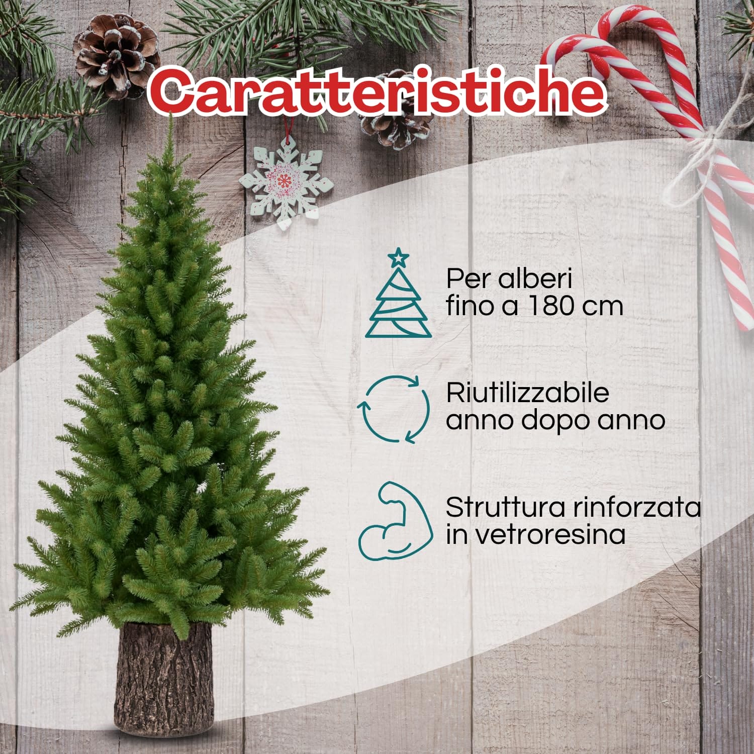 Base per albero di Natale Paluplus, adatta per alberi fino a 180 cm, riutilizzabile e con struttura rinforzata in vetroresina.
