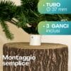 Supporto per albero di Natale Paluplus con tubo da 37 mm e 3 ganci inclusi, montaggio semplice e rapido.