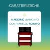 Carrello portautensili in acciaio verniciato rosso e nero con pannello forato