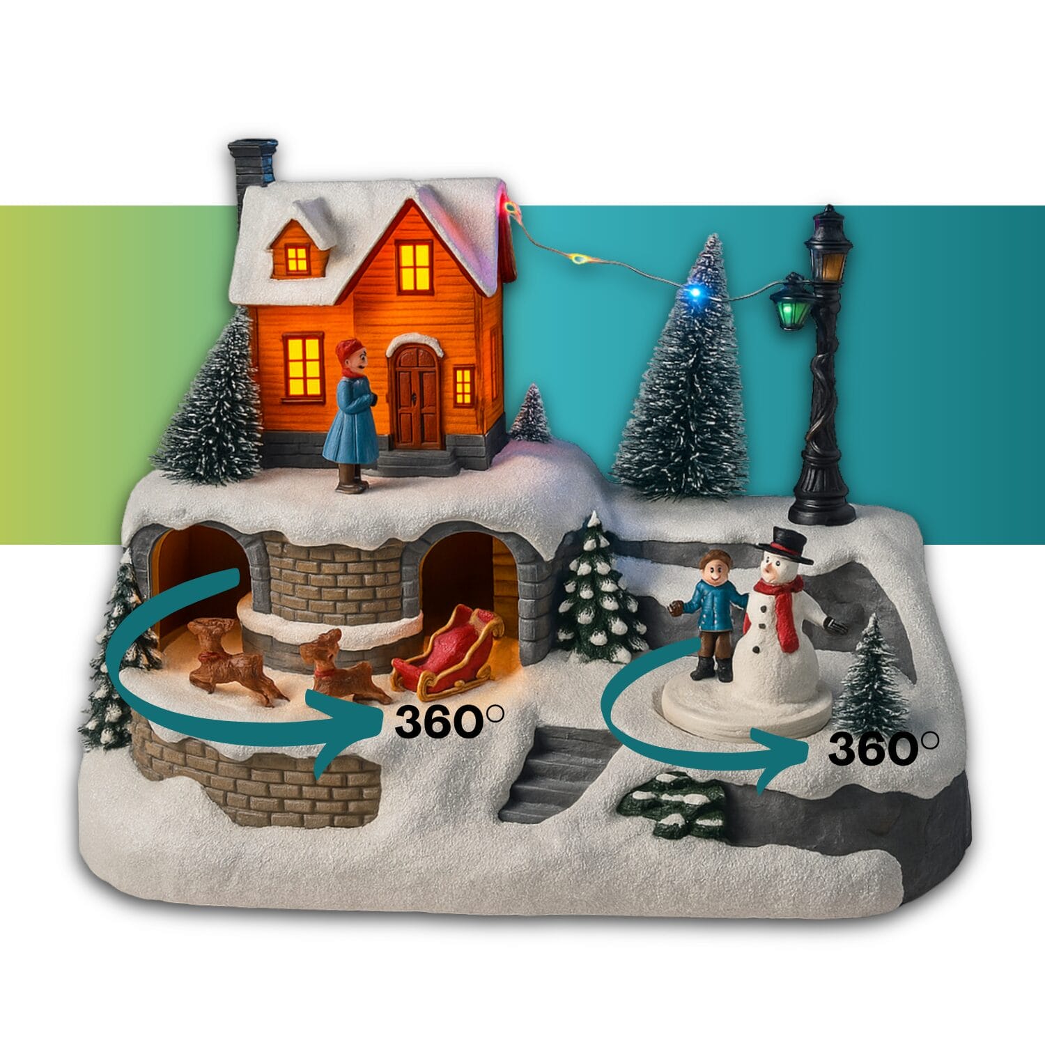 Villaggio natalizio Paluplus con luci e movimento
