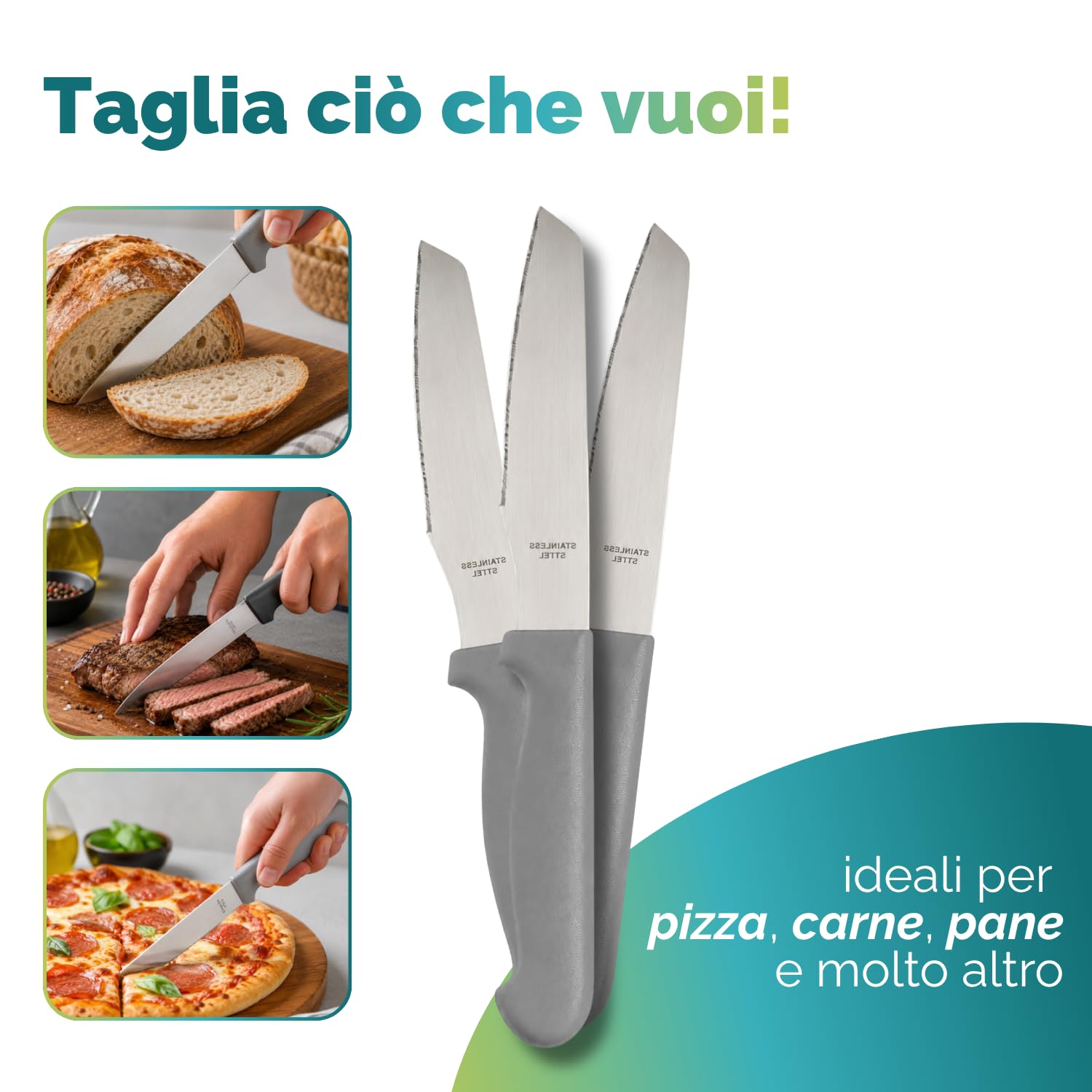Coltello seghettato da cucina perfetto per pizza pane bistecca e uso quotidiano