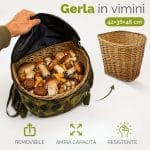 cesta vimini misure Gerla professionale per funghi con spallacci regolabili e cesto in vimini removibile 42x36x46 cm