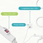 Termoarredo dettagli Scaldasalviette elettrico con tasto ON OFF e presa Schuko