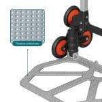 Carrello saliscale con pedana antiscivolo in metallo e ruote robuste