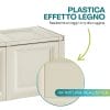 Baule effetto legno plastica beige resistente ai raggi UV e alla ruggine