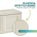 Baule effetto legno plastica beige resistente ai raggi UV e alla ruggine