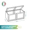 Disegno tecnico baule impermeabile 2 moduli 86x40x42 cm con coperchio apribile e portata 30 kg