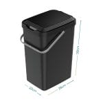 Pattumiera nera 14 litri con misure 28x22x39 cm per cucina e sottolavello