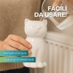 Evaporatore a forma di gatto riempibile d’acqua per termosifone, uso con oli essenziali