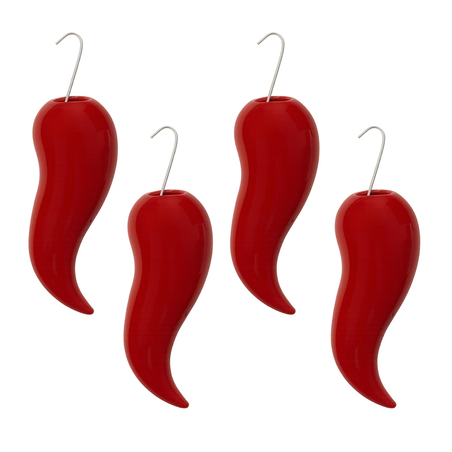 Evaporatori in ceramica a forma di peperoncino per termosifoni, set 4 umidificatori rossi