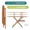 Asse da stiro in legno colore noce scuro con struttura pieghevole e altezza regolabile in 3 posizioni, piano lungo e stabile