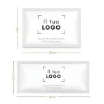 Salviette umidificate personalizzabili nei formati 7×10 e 7×14 cm con salviettina interna 19×19