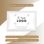 Salvietta umidificata personalizzabile 10×7 cm con dimensioni e salvietta interna 19×19 cm