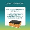 Portacapsule in bamboo con piano in vetro temperato per supporto macchina da caffè