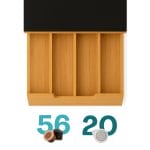 Cassetto portacapsule in bamboo con 4 scomparti per 56 capsule e 20 cialde