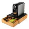 Cassetto portacapsule in bamboo con vetro nero e 4 scomparti per cialde