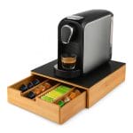 Cassetto portacapsule in bamboo con vetro nero e 4 scomparti per cialde