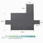 misure-copridivano-grigio Schema misure copridivano con penisola reversibile per divano 3 posti, larghezza 240 cm grigio