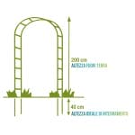 Version 1.0.0 Schema misure arco da giardino in metallo: 200 cm altezza fuori terra e 40 cm interramento per stabilità