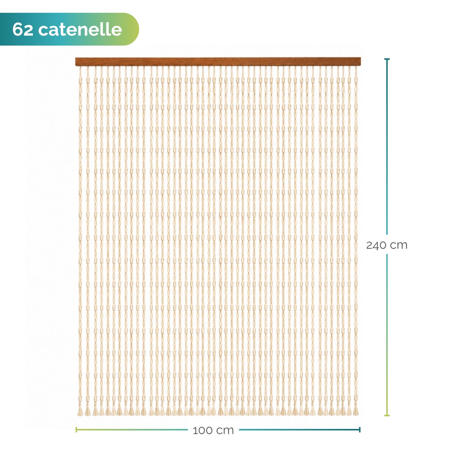 misura-tenda-effetto-carta Tenda a catenelle beige 120x240 cm per porte e finestre