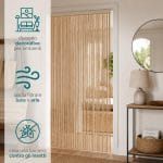 Tenda antimosche beige effetto pompon come divisorio decorativo per ambienti