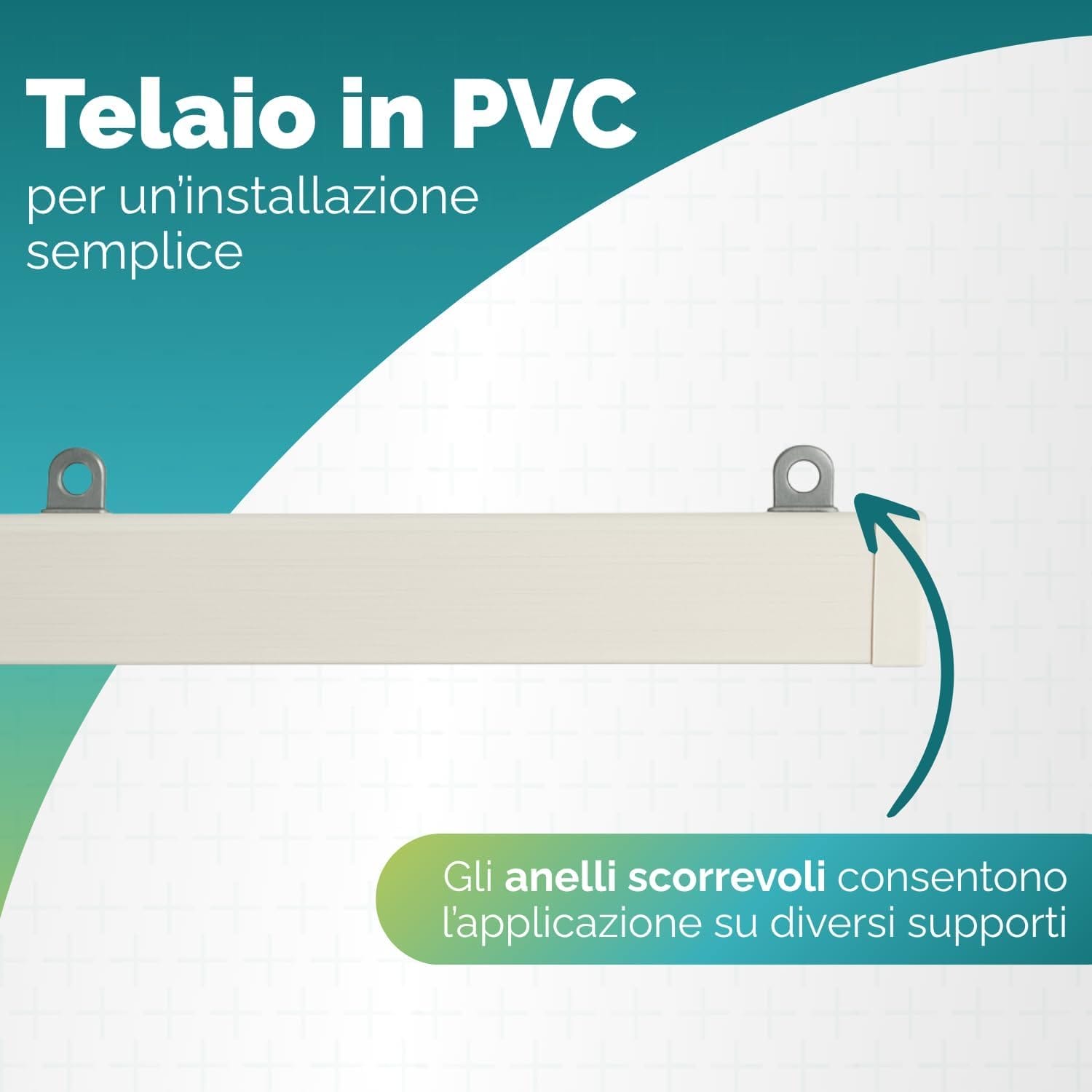 telaio-tenda-pompon Telaio in PVC con ganci per montaggio della tenda