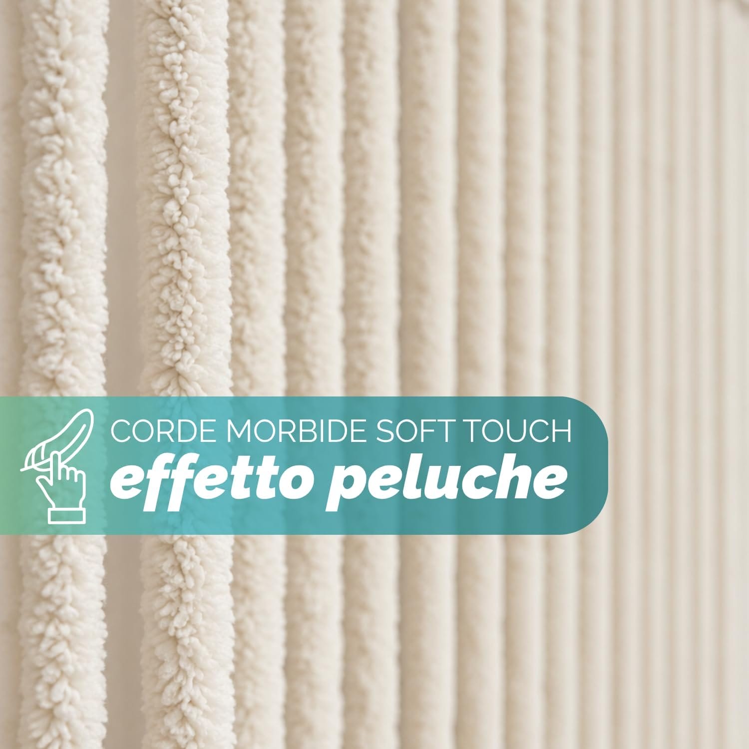 Dettaglio corde morbide soft touch effetto peluche bianco