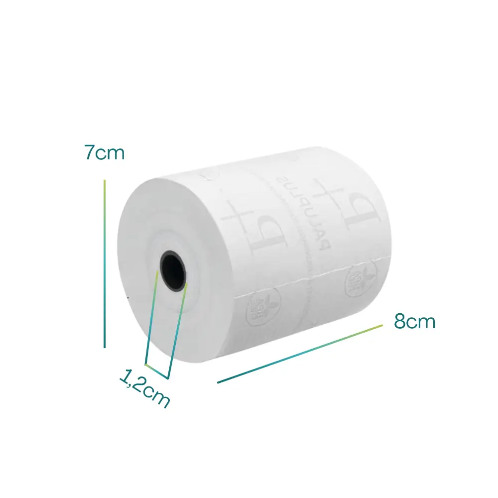 Rotolo termico 80x80 per cassa con anima 12 mm, carta termica omologata Made in Italy